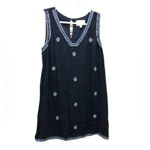 Navy Dress with Decorative Stitching Size M